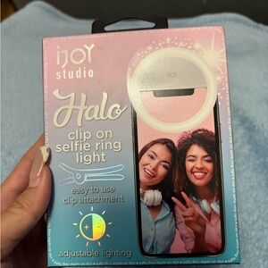 iJoy Studio Halo Clip-On Selfie Ring Light - Pink and White